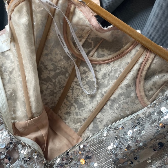 Bronx and Banco Midnight Maxi Gown Sequined Silver White Wedding Formal Size XS - Picture 12 of 13